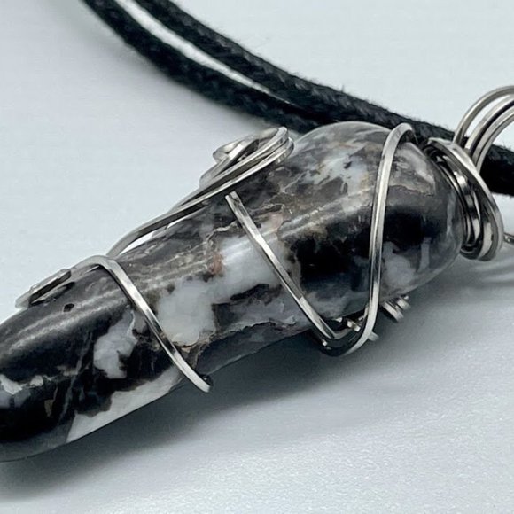 Zebra Jasper Elegant Wire Wrapped Pendant - Picture 4 of 8